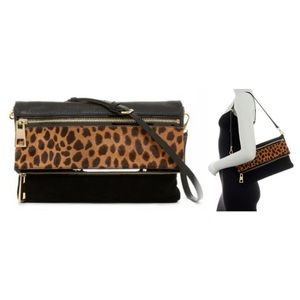 $198 Vince Camuto Calf Hair Clutch Animal Print Suede Purse Bag GR8 GIFT NWT